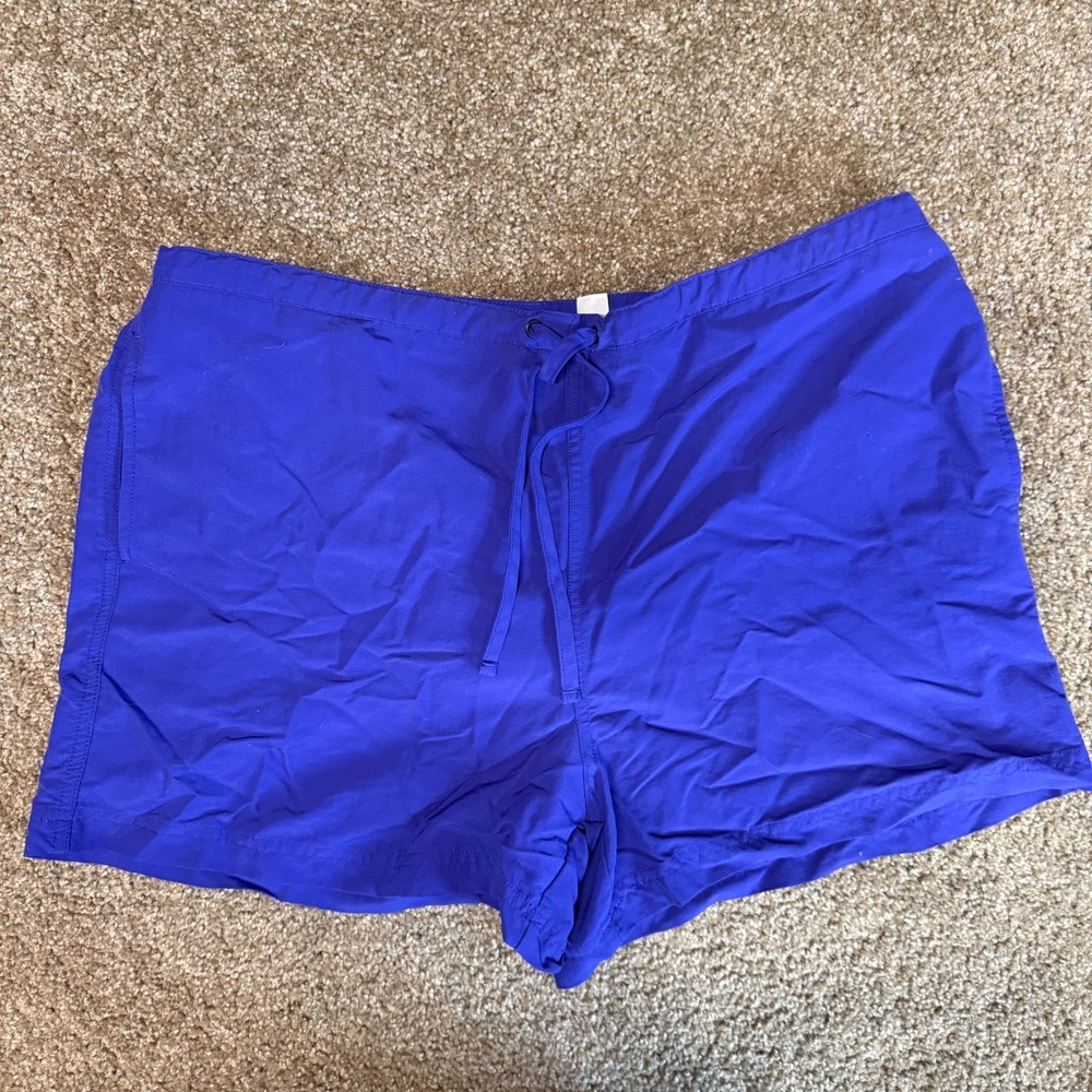 L.L. Bean SunSmart Shorts Women Large Royal Blue Mesh Lined High Rise Drawstring